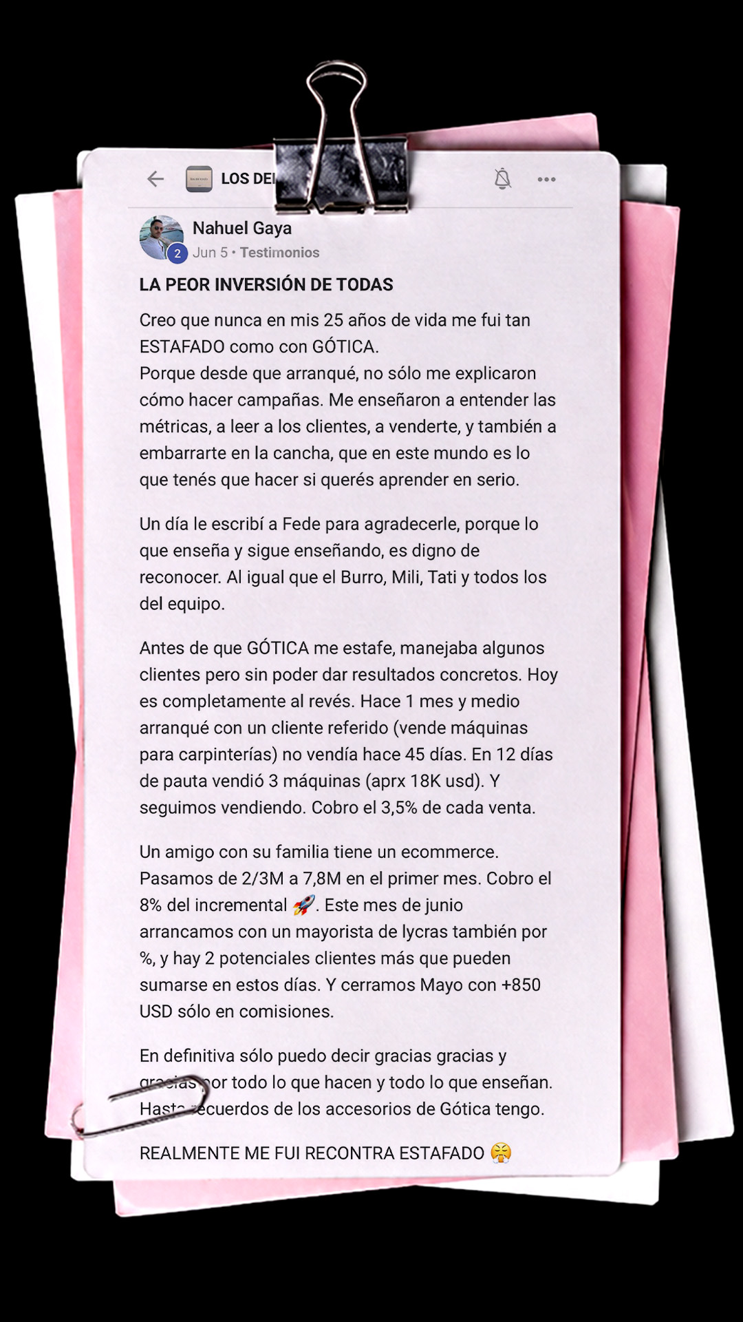 Testimonio de alumno de FOMO CLUB