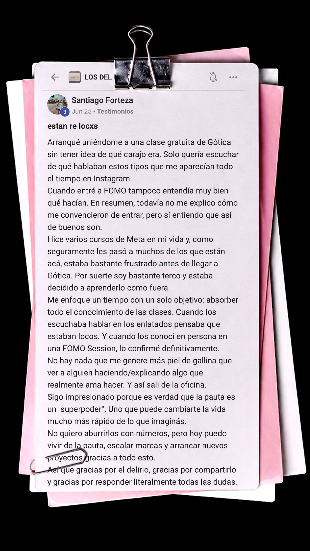 Testimonio de alumno de FOMO CLUB